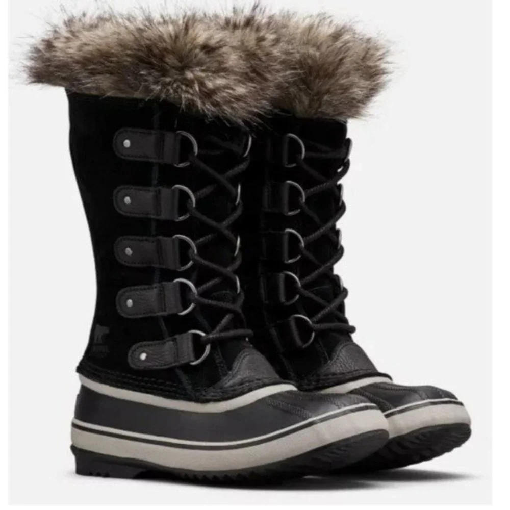 SOREL Boots 6.5 Black Joan of Artic Winter Snow Ski Fur Lace Up